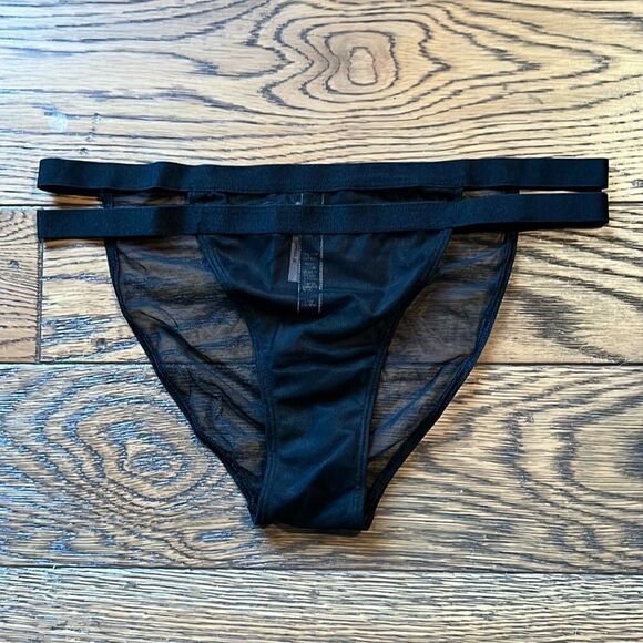 NWT Victoria Secret black, sheer string, bikini, panties D14 - Picture 1 of 4